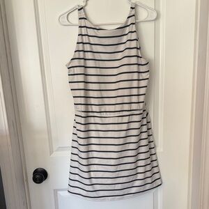 All in Motion Striped Mini Dress - Black and White